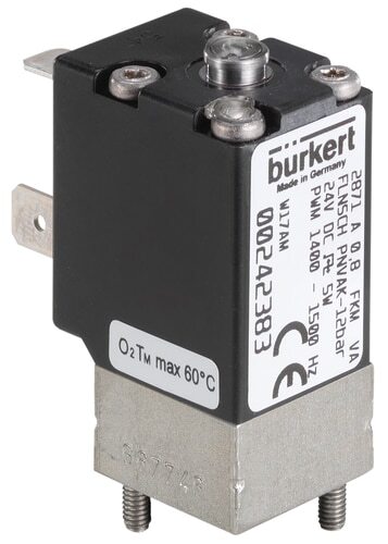 Magnetventil 20x20 mm SFB Flansch NC Edelstahl FKM -1-10bar/-15-145psi 24VDC Sauerstoff fett-/ölfrei 2871 334641