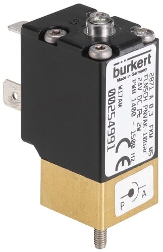 Magnetventil 20x20 mm SFB Flansch NC Messing FKM -1-8bar/-15-116psi 12VDC Sauerstoff fett-/ölfrei 2871 337724