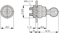 Eaton RMQ-Titan 2-Positionen Schlüsselschalter Mit Feder-Rückführung - 111790