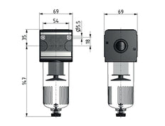 Filter 5microns G1/2'' 5850l/min Semi-Auto Polycarbonat Multifix 2