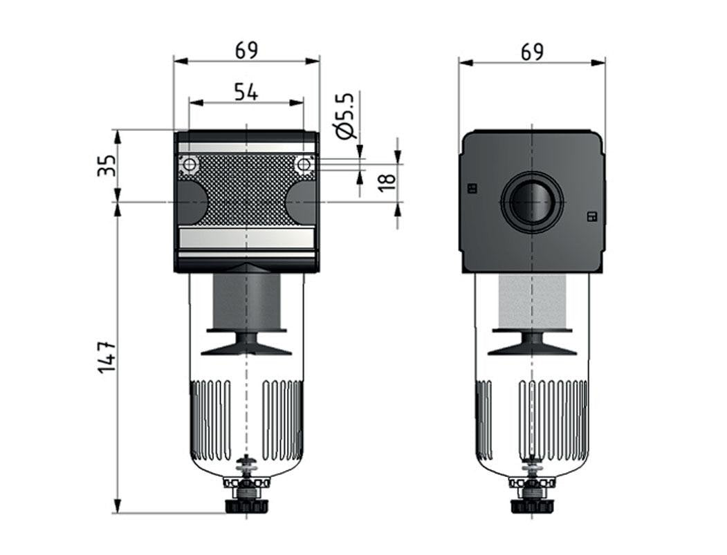 Filter 5microns G1/2'' 5850l/min Auto (Geschlossen ohne Druck) Polycarbonat Multifix 2