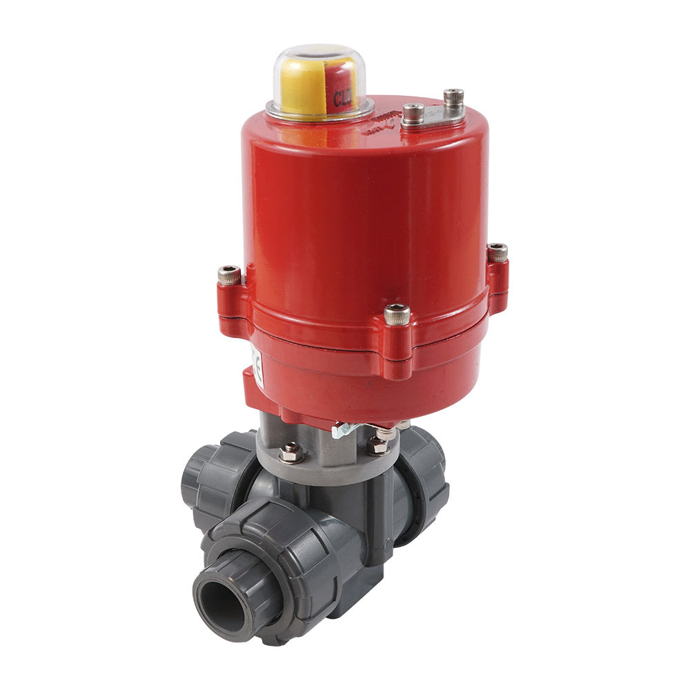 G 2 Zoll L-Anschluss 3-Wege PVC Elektrischer Kugelhahn 24 V AC/DC PTFE/EPDM