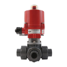 G 2 Zoll L-Anschluss 3-Wege PVC Elektrischer Kugelhahn 24 V AC/DC PTFE/EPDM