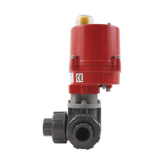 G 2 Zoll L-Anschluss 3-Wege PVC Elektrischer Kugelhahn 24 V AC/DC PTFE/EPDM
