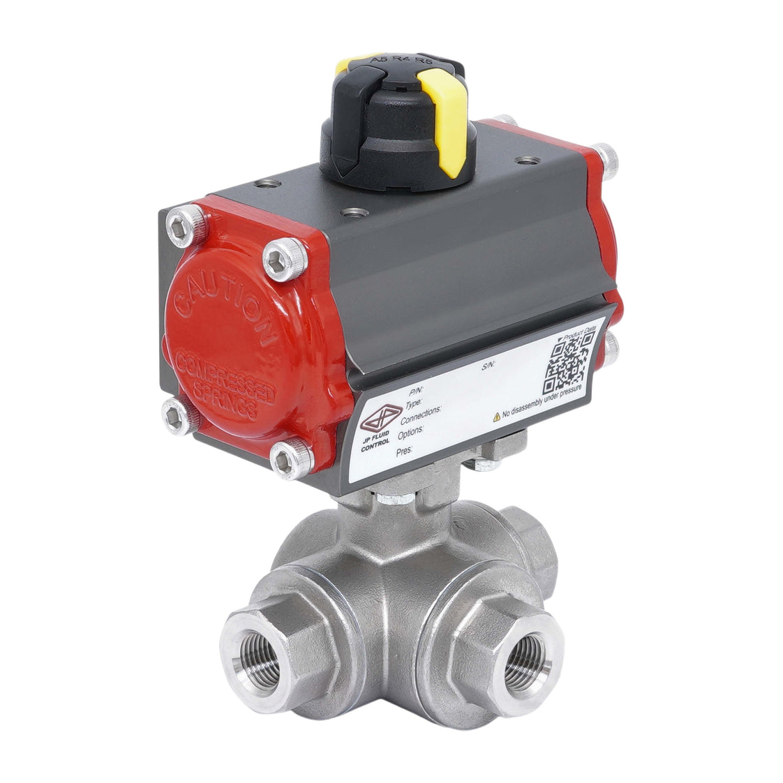 Rp 1 1/4'' L-Port 3-Wege Pneumatischer Edelstahl-Kugelhahn Doppeltwirkend