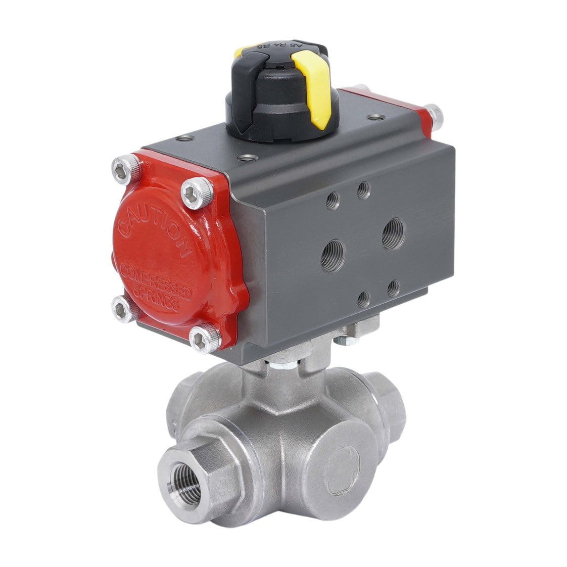 Rp 1 1/4'' L-Port 3-Wege Pneumatischer Edelstahl-Kugelhahn Doppeltwirkend