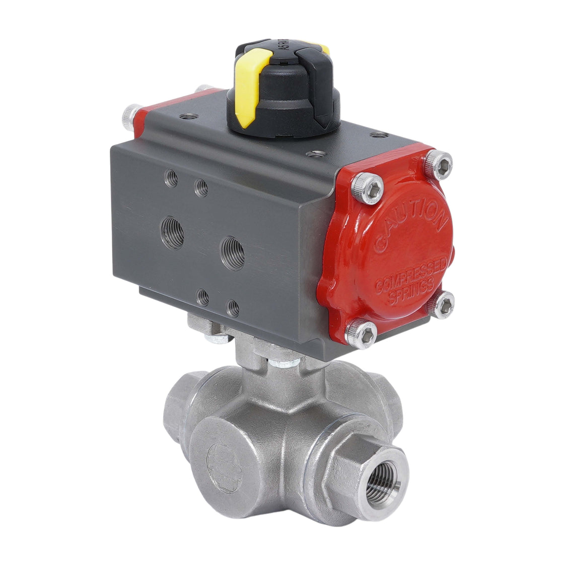 Rp 1 1/4'' L-Port 3-Wege Pneumatischer Edelstahl-Kugelhahn Doppeltwirkend
