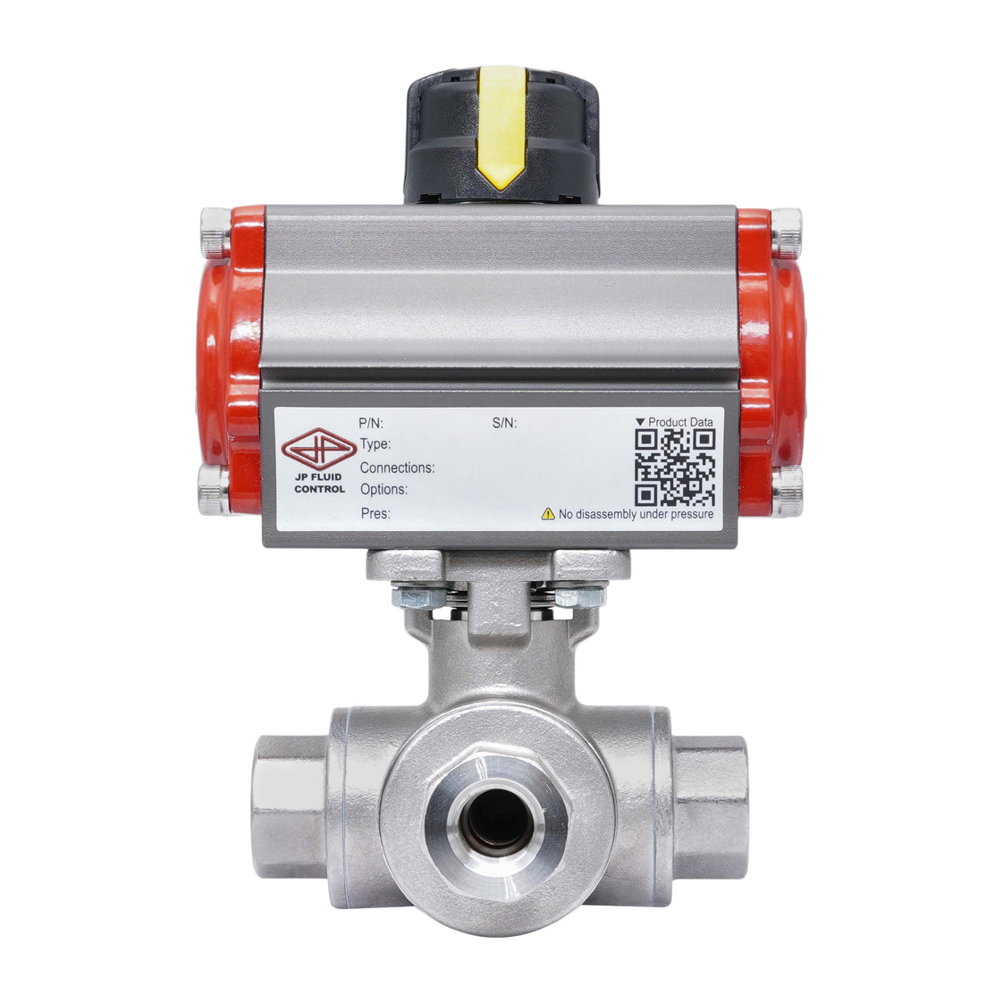 Rp 1 1/4'' L-Port 3-Wege Pneumatischer Edelstahl-Kugelhahn Doppeltwirkend