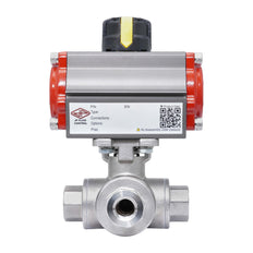 Rp 1 1/4'' L-Port 3-Wege Pneumatischer Edelstahl-Kugelhahn Doppeltwirkend