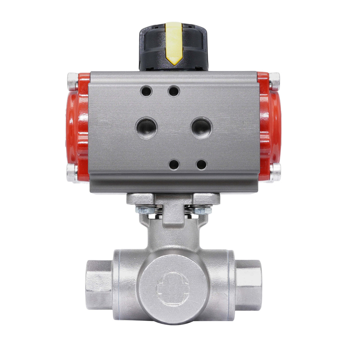 Rp 1 1/4'' L-Port 3-Wege Pneumatischer Edelstahl-Kugelhahn Doppeltwirkend