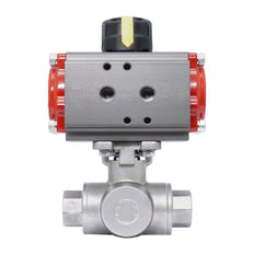 Rp 1 1/4'' L-Port 3-Wege Pneumatischer Edelstahl-Kugelhahn Doppeltwirkend
