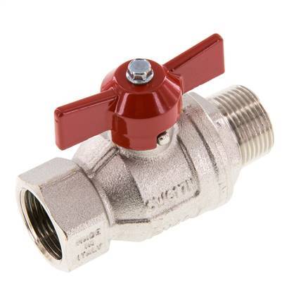 Männlich zu weiblich R/Rp 3/4 Zoll Schmetterlingsgriff 2-Wege Messing Kugelhahn