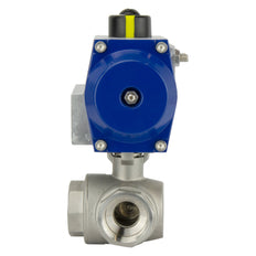 G1-1/2'' 3-Wege T-Anschluss Edelstahl Pneumatischer Kugelhahn Feder offen - BL3SA