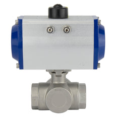 G1-1/2'' 3-Wege T-Anschluss Edelstahl Pneumatischer Kugelhahn Feder offen - BL3SA