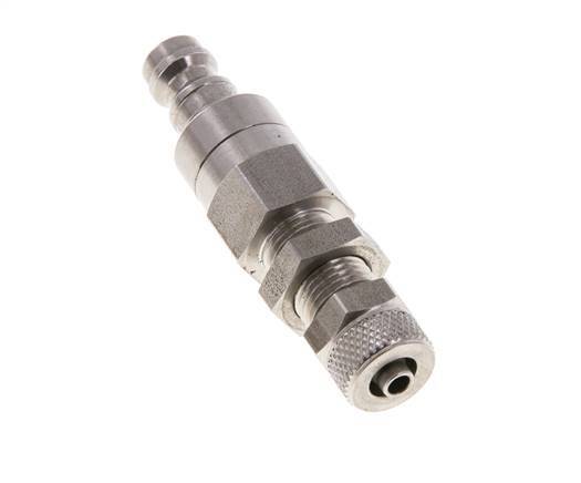 Edelstahl DN 5 Luftkupplung Stopfen 4x6 mm Überwurfmutter Bulkhead Doppelabsperrung