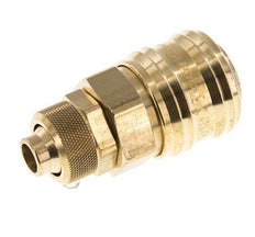 Messing DN 7,2 (Euro) Luftkupplung Muffe 9x12 mm Überwurfmutter Doppelabsperrung