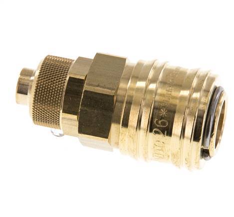 Messing DN 7,2 (Euro) Luftkupplung Muffe 9x12 mm Überwurfmutter Doppelabsperrung