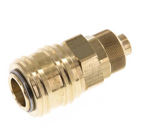 Messing DN 7,2 (Euro) Luftkupplung Muffe 9x12 mm Überwurfmutter Doppelabsperrung