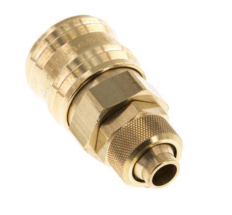 Messing DN 7,2 (Euro) Luftkupplung Muffe 9x12 mm Überwurfmutter Doppelabsperrung