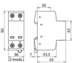 Dehnshield TT 2P 255 Typ 1+2 Einphasen-Ableiter - 941110