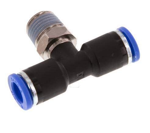 8mm x R1/4'' Inline T-Steckverschraubung mit Außengewinde Messing/PA 66 NBR drehbar [2 Stück]