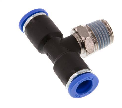 8mm x R1/4'' Inline T-Steckverschraubung mit Außengewinde Messing/PA 66 NBR drehbar [2 Stück]