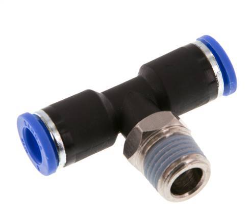 8mm x R1/4'' Inline T-Steckverschraubung mit Außengewinde Messing/PA 66 NBR drehbar [2 Stück]