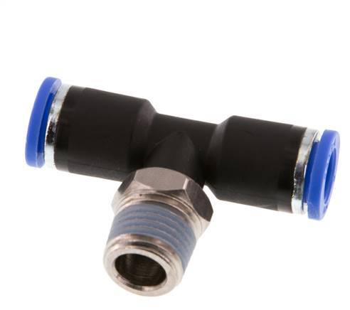 8mm x R1/4'' Inline T-Steckverschraubung mit Außengewinde Messing/PA 66 NBR drehbar [2 Stück]