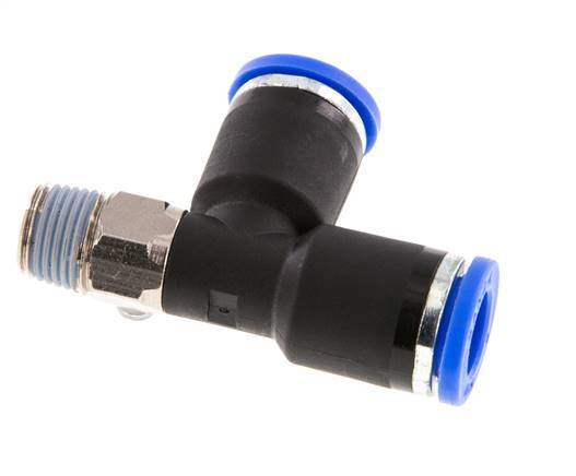 8mm x R1/8'' rechtwinkliges T-Stück Steckverschraubung mit Außengewinde Messing/PA 66 NBR drehbar [2 Stück]