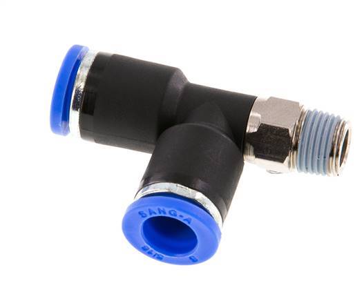 8mm x R1/8'' rechtwinkliges T-Stück Steckverschraubung mit Außengewinde Messing/PA 66 NBR drehbar [2 Stück]
