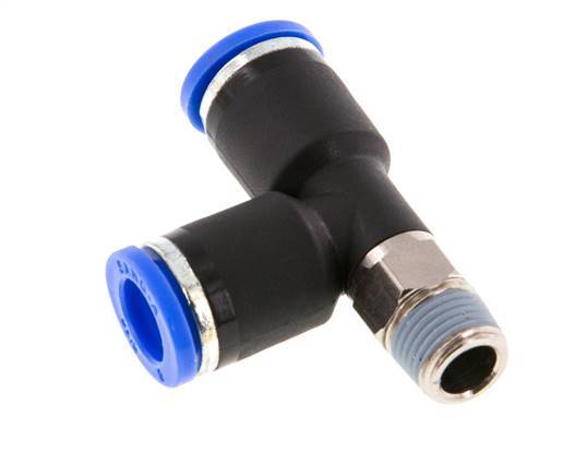 8mm x R1/8'' rechtwinkliges T-Stück Steckverschraubung mit Außengewinde Messing/PA 66 NBR drehbar [2 Stück]