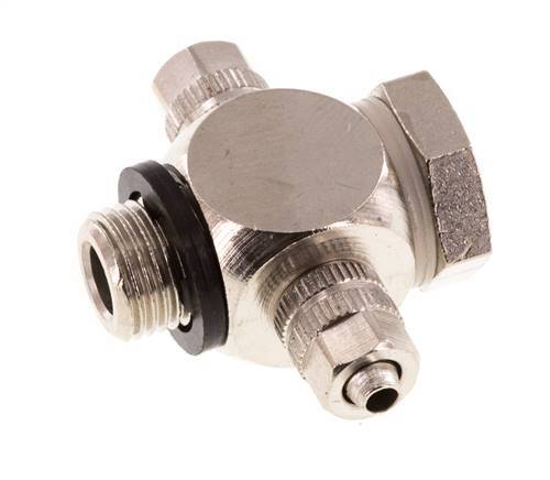 4.3x3 & G1/8'' Vernickeltes Messing Banjo Tee Aufsteckfitting mit O-Ring [10 Stück]