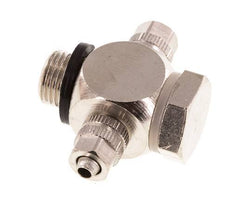 4.3x3 & G1/8'' Vernickeltes Messing Banjo Tee Aufsteckfitting mit O-Ring [10 Stück]