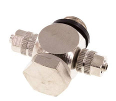 4.3x3 & G1/8'' Vernickeltes Messing Banjo Tee Aufsteckfitting mit O-Ring [10 Stück]