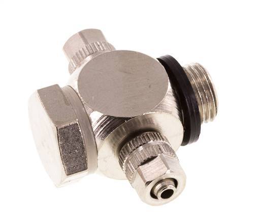4.3x3 & G1/8'' Vernickeltes Messing Banjo Tee Aufsteckfitting mit O-Ring [10 Stück]