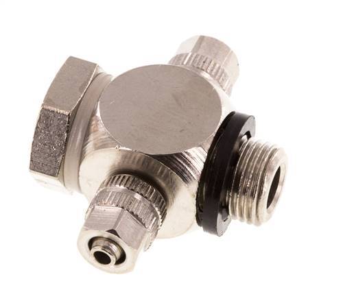 4.3x3 & G1/8'' Vernickeltes Messing Banjo Tee Aufsteckfitting mit O-Ring [10 Stück]
