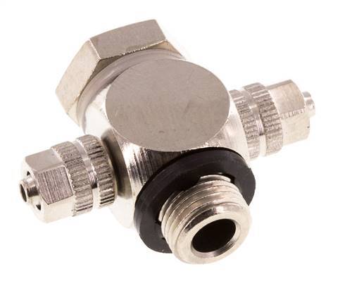 4.3x3 & G1/8'' Vernickeltes Messing Banjo Tee Aufsteckfitting mit O-Ring [10 Stück]