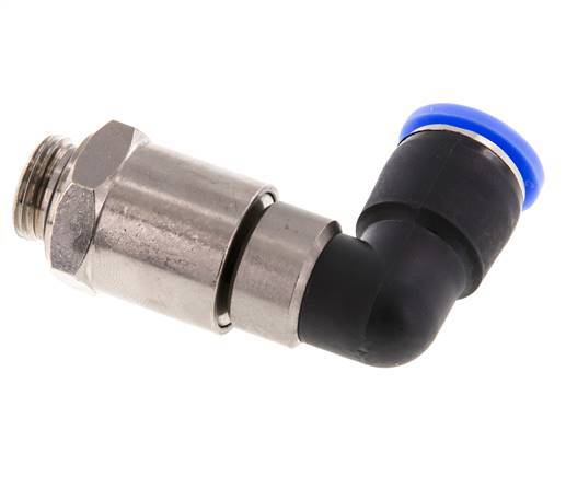 12mm & G3/8'' Ellbogen Schnelldrehgelenk Einsteck-Außengewinde Vernickeltes Messing/PBT NBR Drehbar