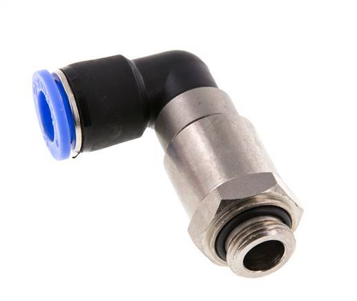 12mm & G3/8'' Ellbogen Schnelldrehgelenk Einsteck-Außengewinde Vernickeltes Messing/PBT NBR Drehbar