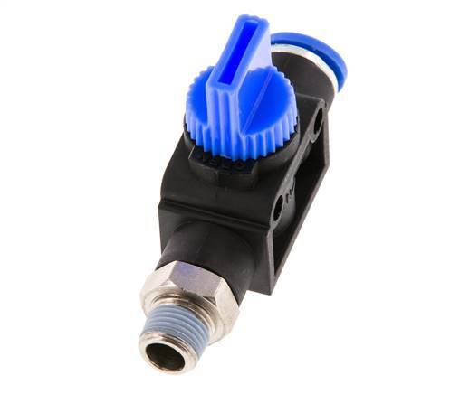 3/2-Wege-Absperr-Handventil 8 mm - R1/8'' Kunststoff/Messing Rohrseitige Entlüftung