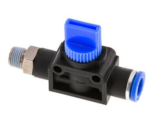 3/2-Wege-Absperr-Handventil 8 mm - R1/8'' Kunststoff/Messing Rohrseitige Entlüftung