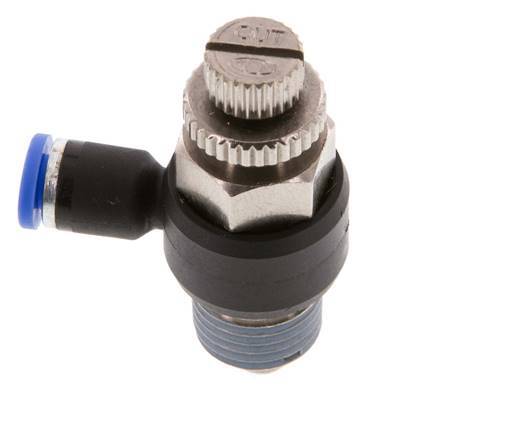 Durchflussregelungs-Schalldämpfer Abflusswinkel 4 mm - R1/4'' Messing/PA 66