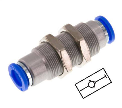 Steckverschraubung 10mm selbstsichernd Messing/PBT Bulkhead 0-10bar (0-145psi)