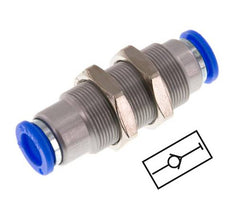 Steckverschraubung 8mm selbstsichernd Messing/PBT Bulkhead 0-10bar (0-145psi)