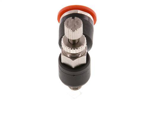 Durchflussregelung Schalldämpfer Meter-In Winkel 6 mm - M5 Messing/PA 66