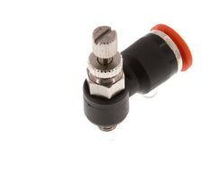 Durchflussregelung Schalldämpfer Meter-In Winkel 6 mm - M5 Messing/PA 66