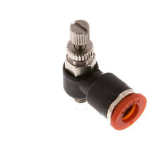 Durchflussregelung Schalldämpfer Meter-In Winkel 6 mm - M5 Messing/PA 66