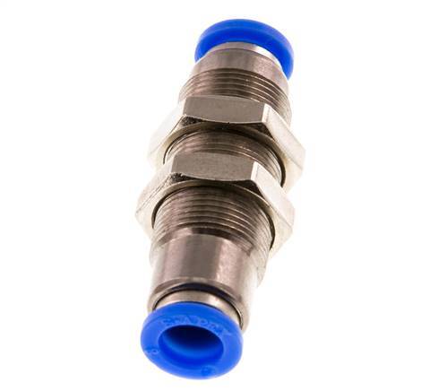Steckverschraubung 8mm selbstsichernd Messing/PBT Bulkhead 0-10bar (0-145psi)