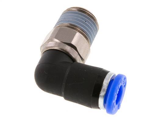 6mm & R1/4'' Ellbogen-Drehgelenk Einsteck-Außengewinde Vernickeltes Messing/PBT NBR Drehbar