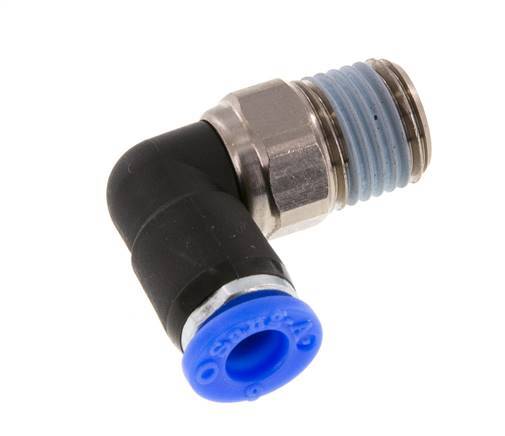 6mm & R1/4'' Ellbogen-Drehgelenk Einsteck-Außengewinde Vernickeltes Messing/PBT NBR Drehbar